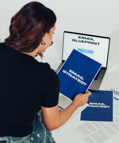 Sky holding an email strategy document