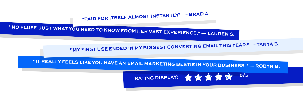 Over 88, 5 star ratings for the email courses